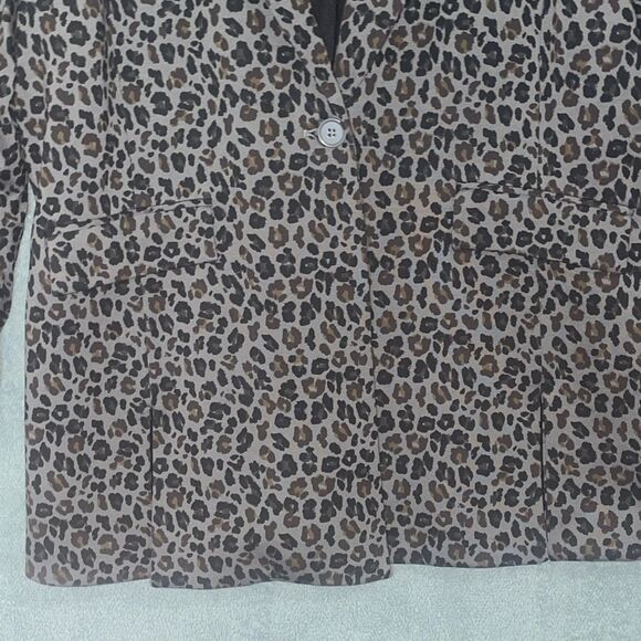 Diane Gilman Womens Leopard Print Blazer Size 1X Mob Wife Office Neutral Career - Picture 10 of 13